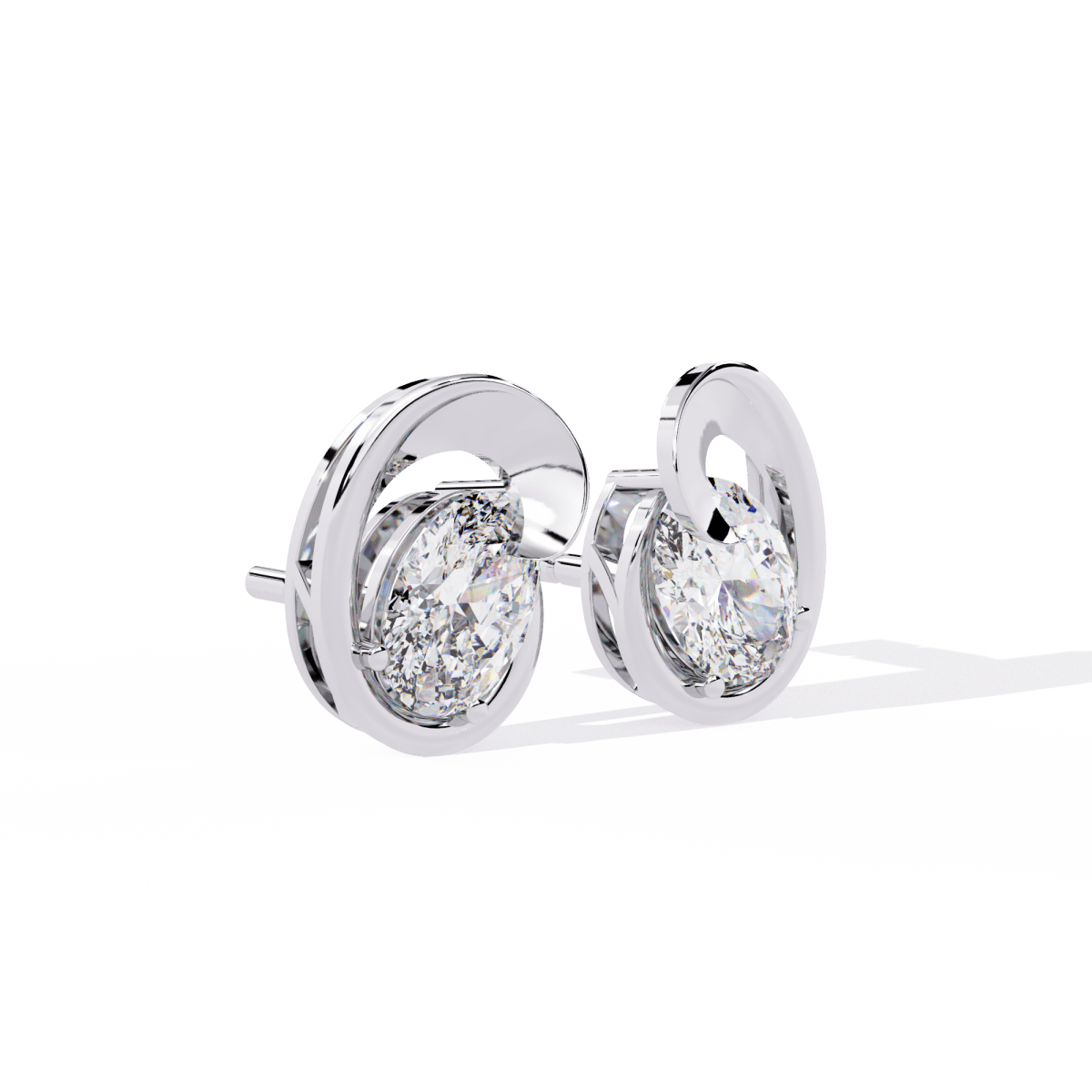 Reverra 14K Gold Oval Lab Grown Diamond Pear Modern Swirl Stud Earrings For Women, CTTW-1.32