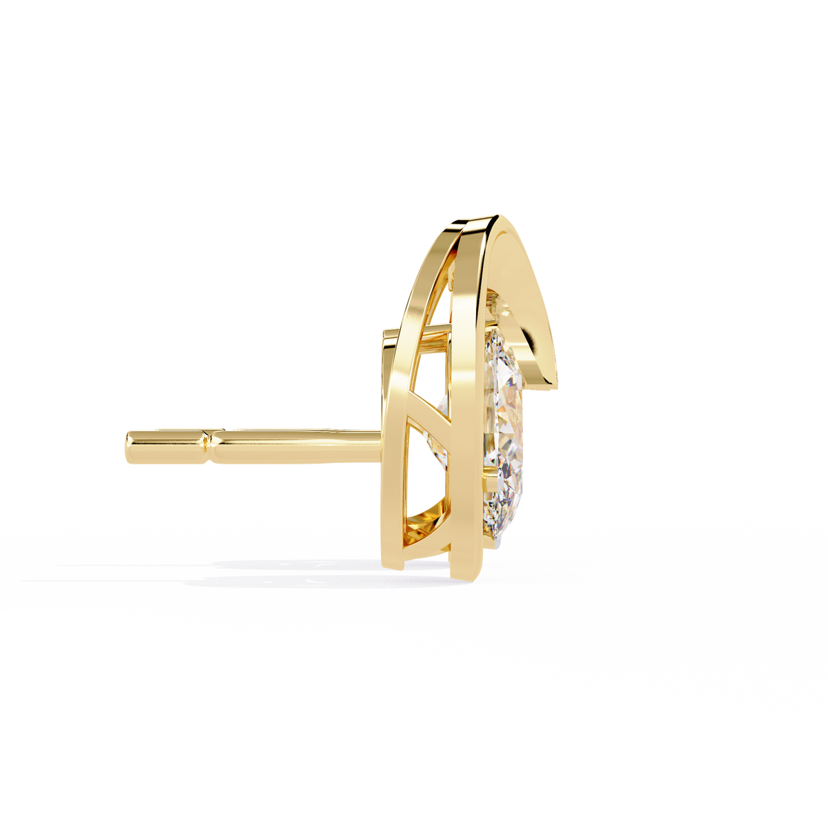 Reverra 14K Gold Oval Lab Grown Diamond Pear Modern Swirl Stud Earrings For Women, CTTW-1.32