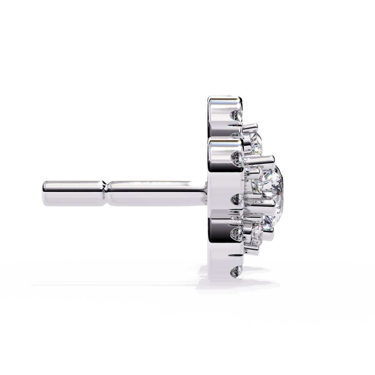 Reverra 14K Gold Round Lab Grown Diamond Floral Halo Stud Earrings For Women, CTTW-0.87