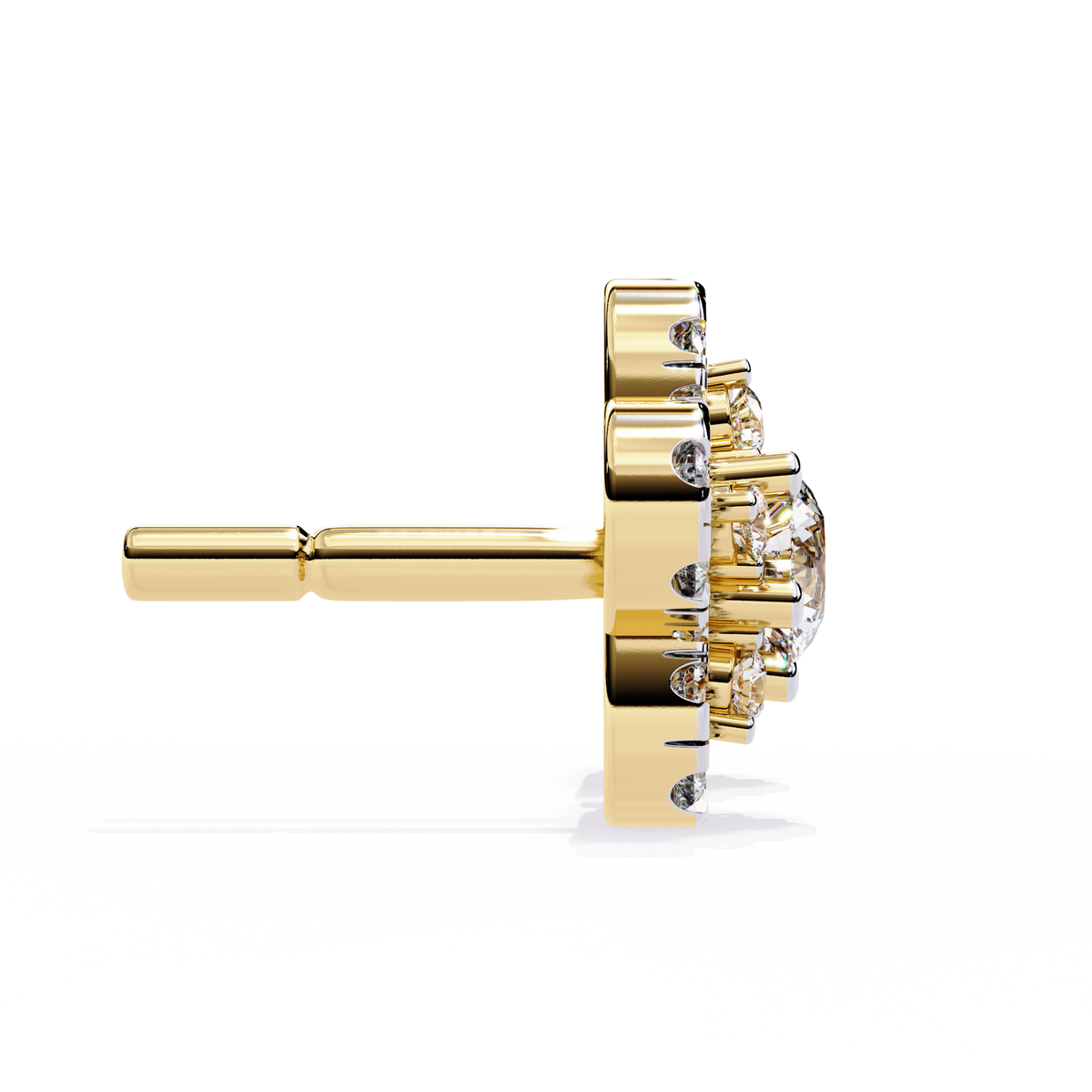 Reverra 14K Gold Round Lab Grown Diamond Floral Halo Stud Earrings For Women, CTTW-0.87