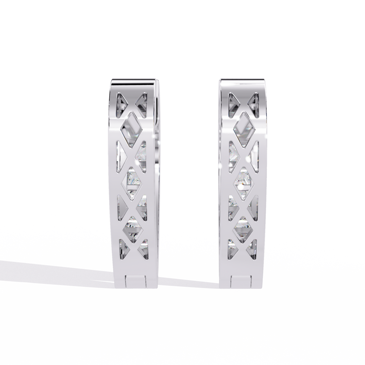 Reverra 14K Gold Princess Cut Lab Grown Diamond Channel Huggies Earrings For Women, CTTW-0.83