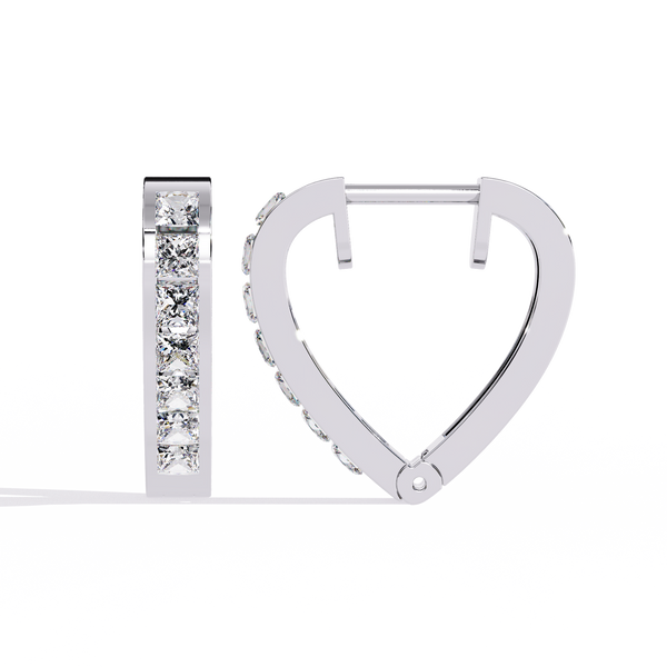 Reverra 14K Gold Princess Cut Lab Grown Diamond Channel Huggies Earrings For Women, CTTW-0.83