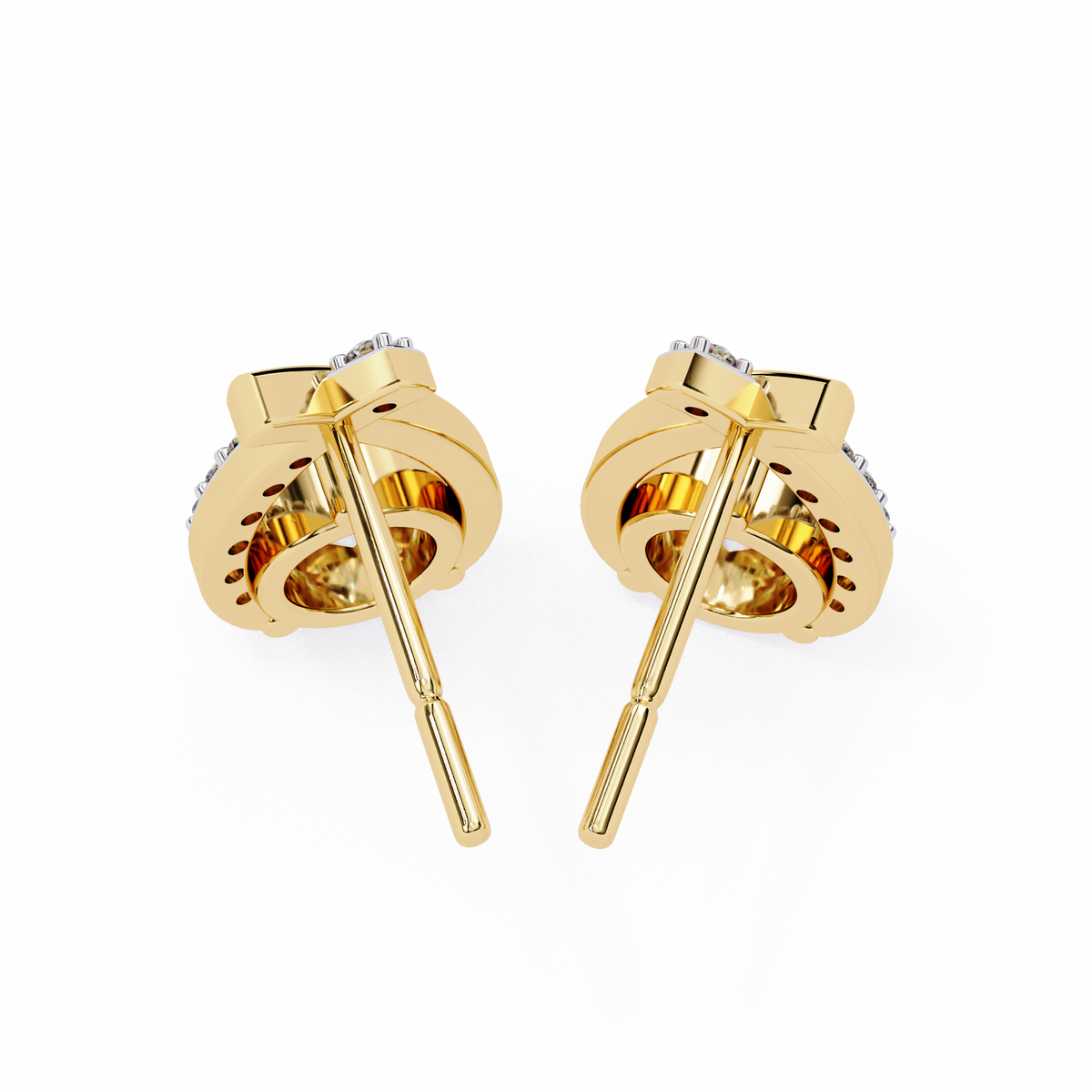 Reverra 14K Gold Round Lab Grown Diamond Crossover Stud Earrings For Women, CTTW-1.27