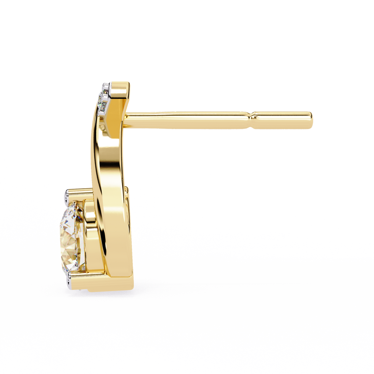 Reverra 14K Gold Round Lab Grown Diamond Crossover Stud Earrings For Women, CTTW-1.27