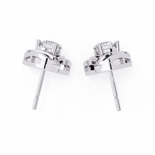 Reverra 14K Gold Round Lab Grown Diamond Interwoven Basket Stud Earrings For Women, CTTW-0.64