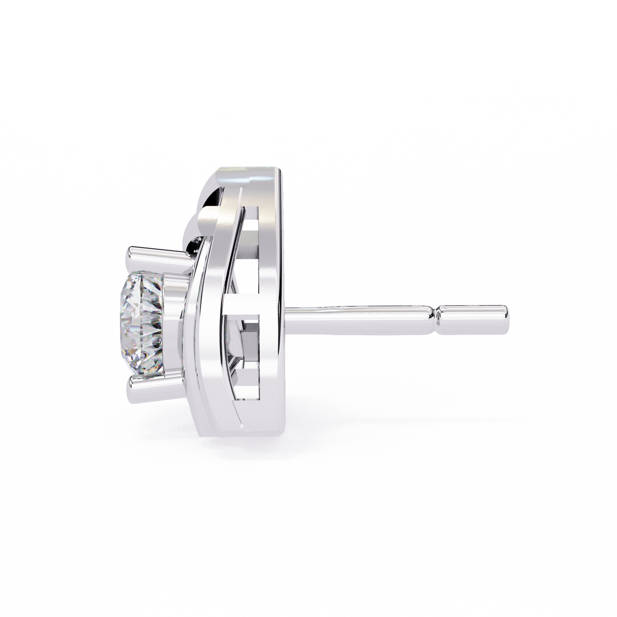 Reverra 14K Gold Round Lab Grown Diamond Interwoven Basket Stud Earrings For Women, CTTW-0.64