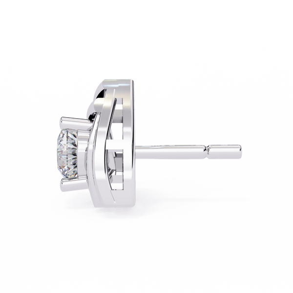 Reverra 14K Gold Round Lab Grown Diamond Interwoven Basket Stud Earrings For Women, CTTW-0.64