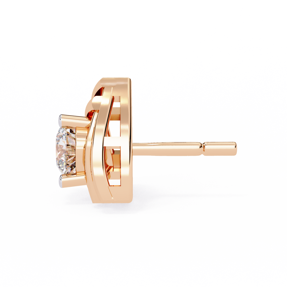 Reverra 14K Gold Round Lab Grown Diamond Interwoven Basket Stud Earrings For Women, CTTW-0.64