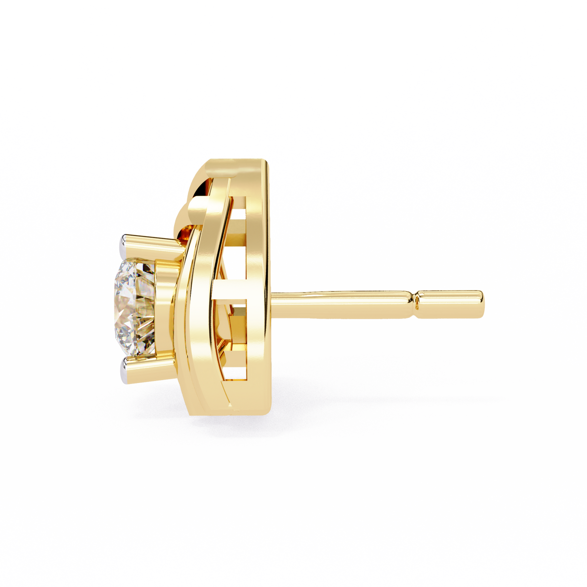 Reverra 14K Gold Round Lab Grown Diamond Interwoven Basket Stud Earrings For Women, CTTW-0.64