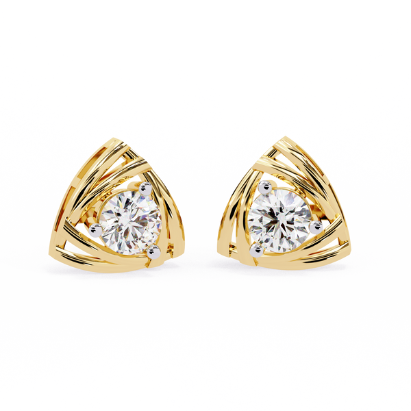 Reverra 14K Gold Round Lab Grown Diamond Interwoven Basket Stud Earrings For Women, CTTW-0.64