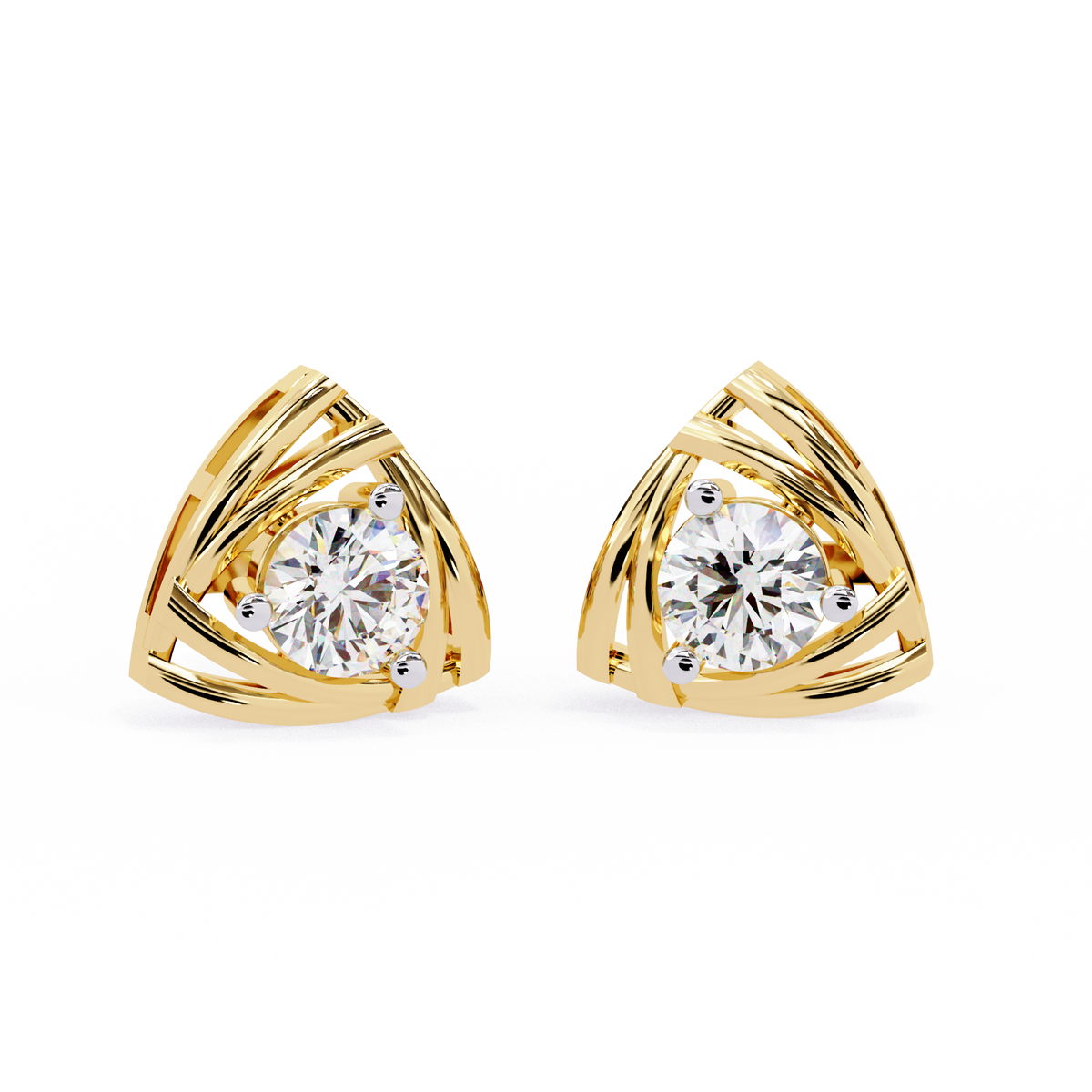 Reverra 14K Gold Round Lab Grown Diamond Interwoven Basket Stud Earrings For Women, CTTW-0.64