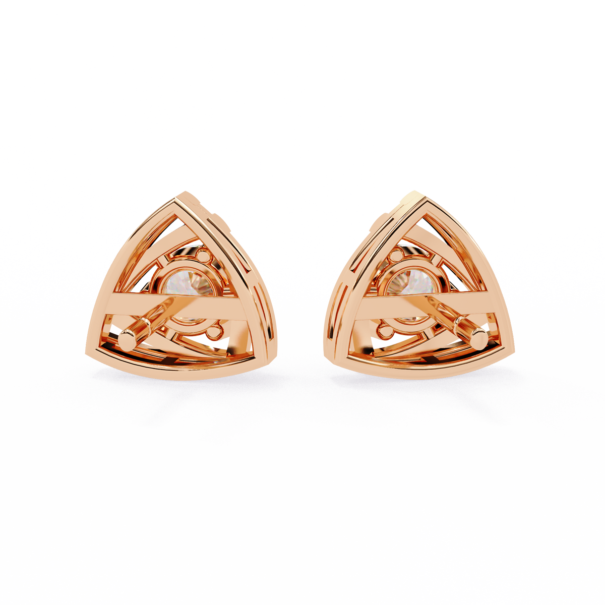 Reverra 14K Gold Round Lab Grown Diamond Interwoven Basket Stud Earrings For Women, CTTW-0.64