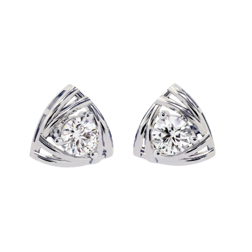 Reverra 14K Gold Round Lab Grown Diamond Interwoven Basket Stud Earrings For Women, CTTW-0.64