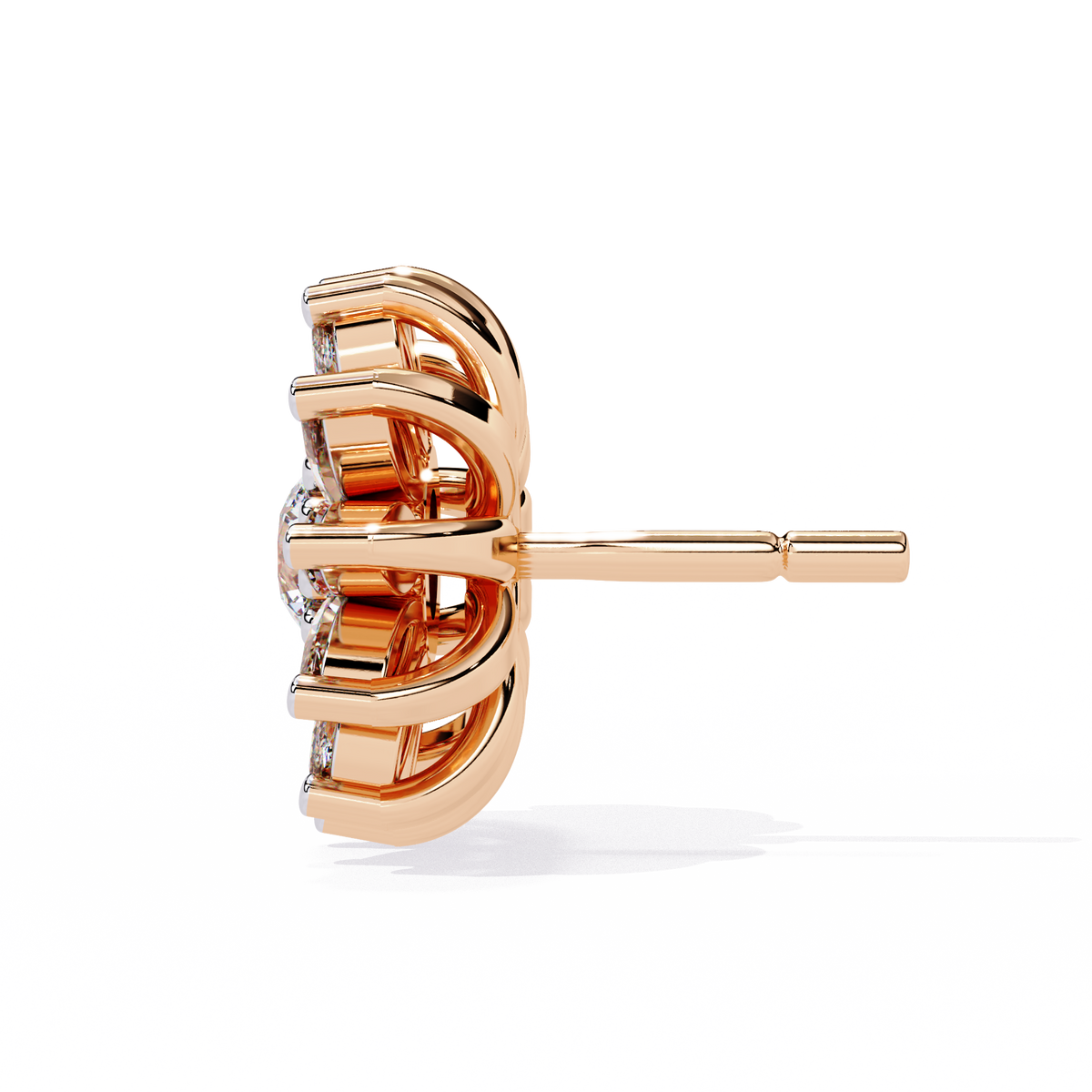 Reverra 14K Gold Marquise Lab Grown Diamond Floral Cluster Stud Earrings For Women, CTTW-1.31