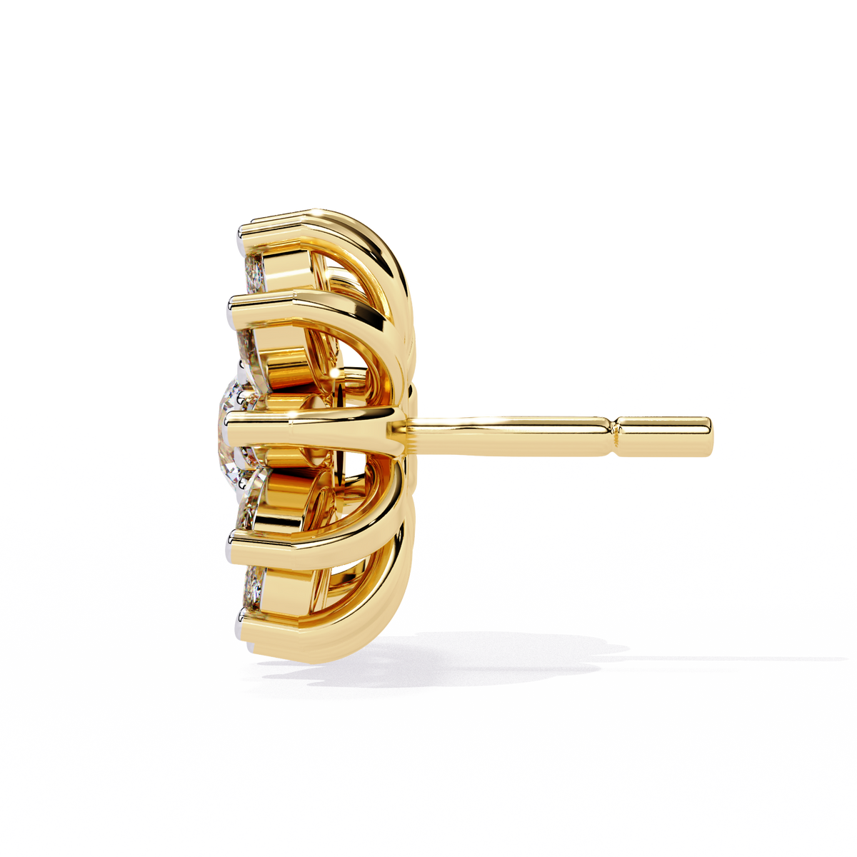 Reverra 14K Gold Marquise Lab Grown Diamond Floral Cluster Stud Earrings For Women, CTTW-1.31