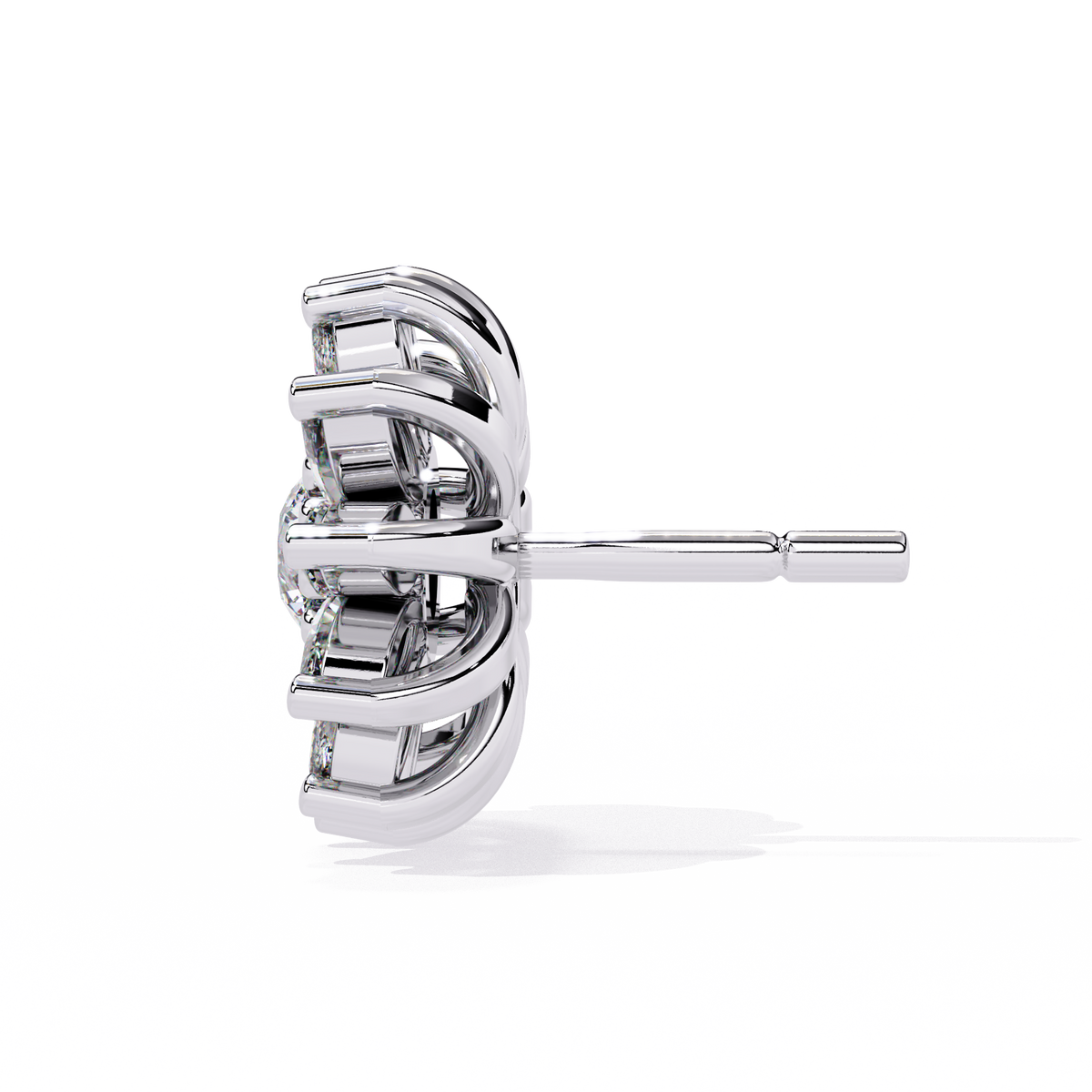 Reverra 14K Gold Marquise Lab Grown Diamond Floral Cluster Stud Earrings For Women, CTTW-1.31