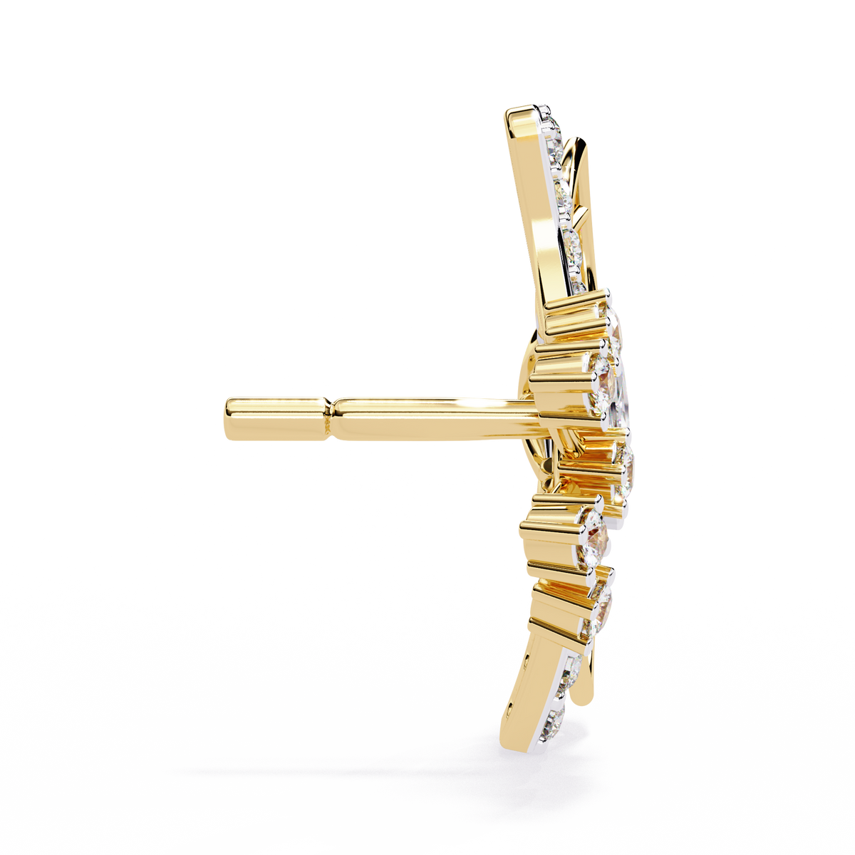 Reverra 14K Gold Round Lab Grown Diamond Butterfly Stud Earrings For Women, CTTW-0.37