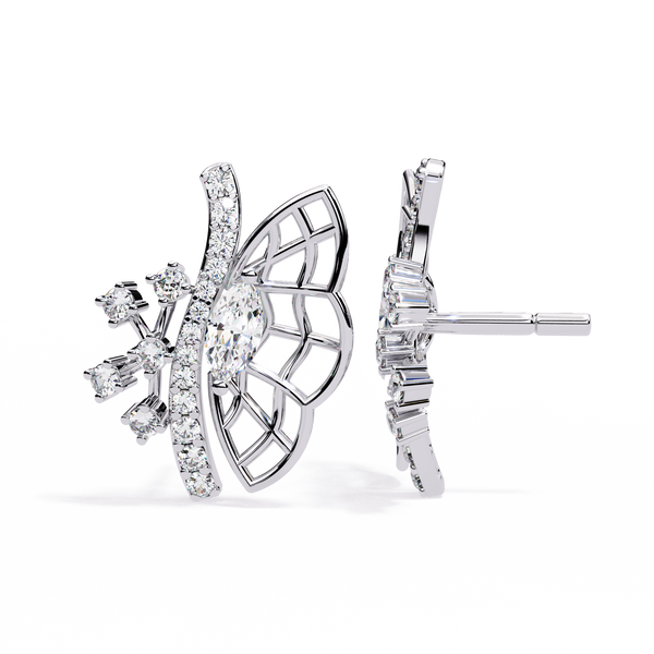 Reverra 14K Gold Round Lab Grown Diamond Butterfly Stud Earrings For Women, CTTW-0.37