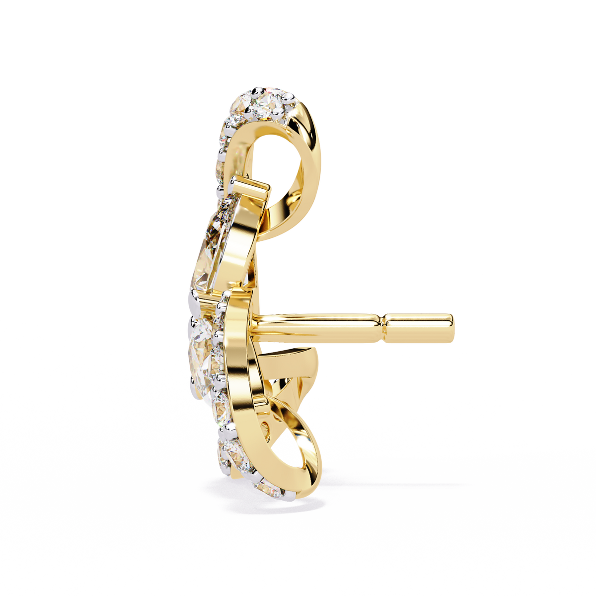 Reverra 14K Gold Pear Lab Grown Diamond Triswirl Cluster Stud Earrings For Women, CTTW-1.38