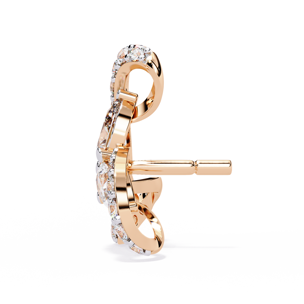 Reverra 14K Gold Pear Lab Grown Diamond Triswirl Cluster Stud Earrings For Women, CTTW-1.38