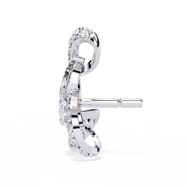 Reverra 14K Gold Pear Lab Grown Diamond Triswirl Cluster Stud Earrings For Women, CTTW-1.38