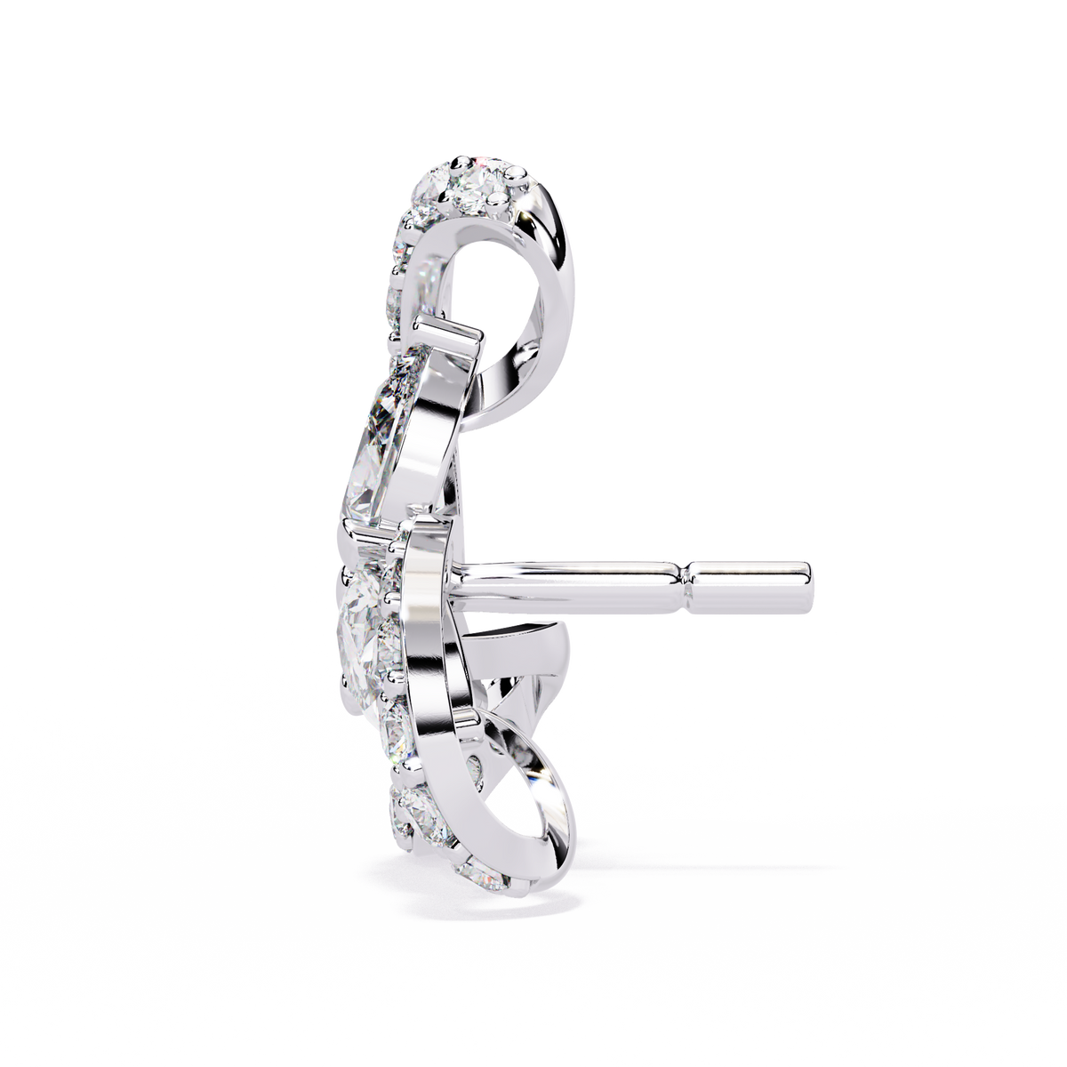 Reverra 14K Gold Pear Lab Grown Diamond Triswirl Cluster Stud Earrings For Women, CTTW-1.38