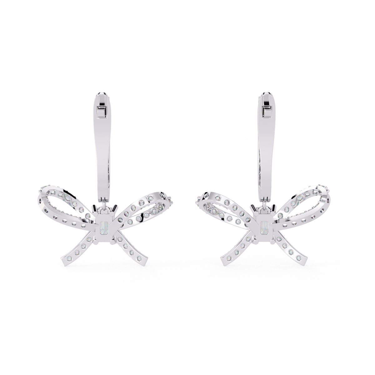 Reverra 14K Gold Emerald Lab Grown Diamond Bow Drop Dangle Earrings For Women, CTTW-1.19