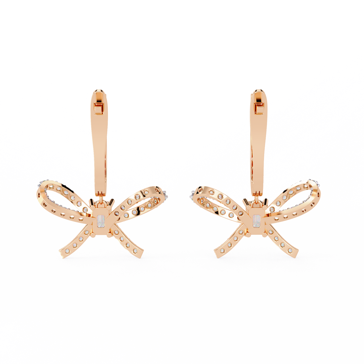 Reverra 14K Gold Emerald Lab Grown Diamond Bow Drop Dangle Earrings For Women, CTTW-1.19