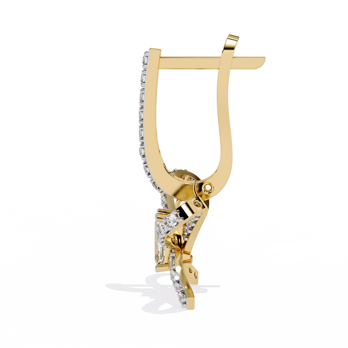 Reverra 14K Gold Emerald Lab Grown Diamond Bow Drop Dangle Earrings For Women, CTTW-1.19