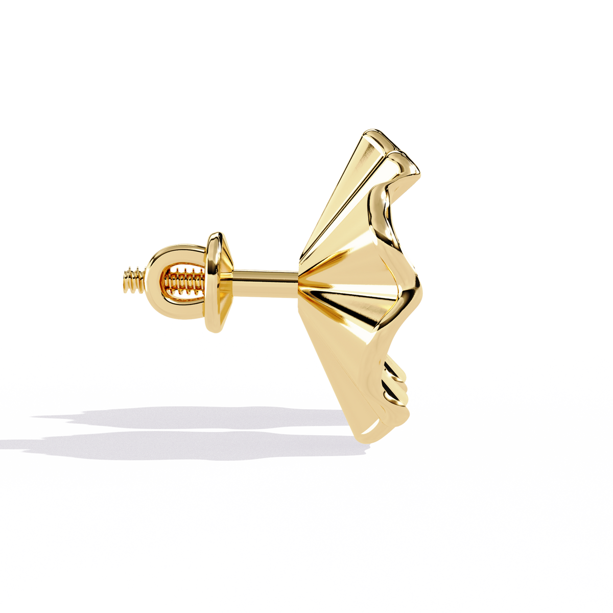 Reverra 14K Gold Round Lab Grown Diamond Petal Textured Stud Earrings For Women, CTTW-0.06