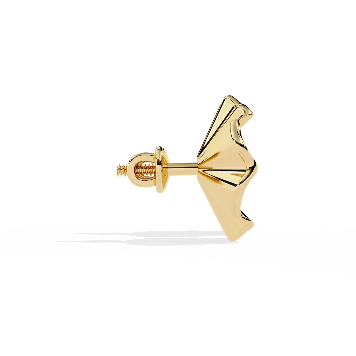 Reverra 14K Gold Round Lab Grown Diamond Petal Textured Stud Earrings For Women, CTTW-0.06