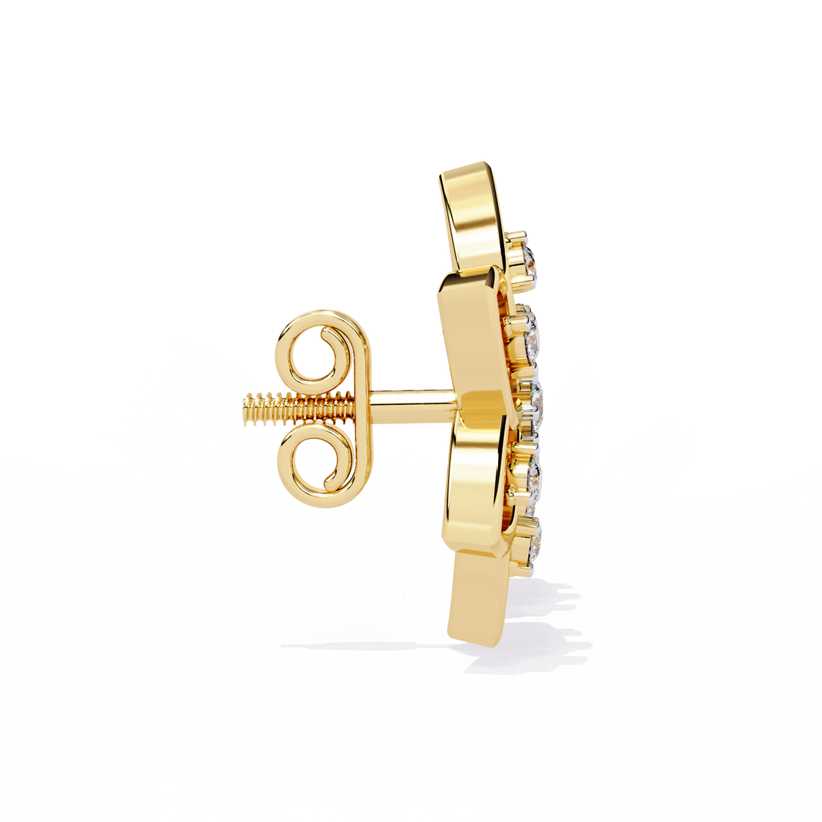 Reverra 14K Gold Round Lab Grown Diamond Floral Open Petal Stud Earrings For Women, CTTW-0.1