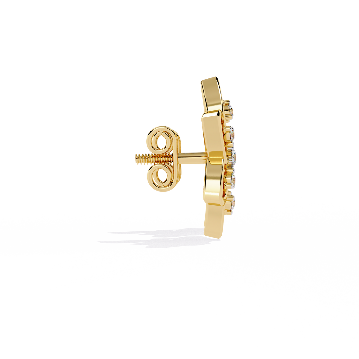 Reverra 14K Gold Round Lab Grown Diamond Floral Open Petal Stud Earrings For Women, CTTW-0.1