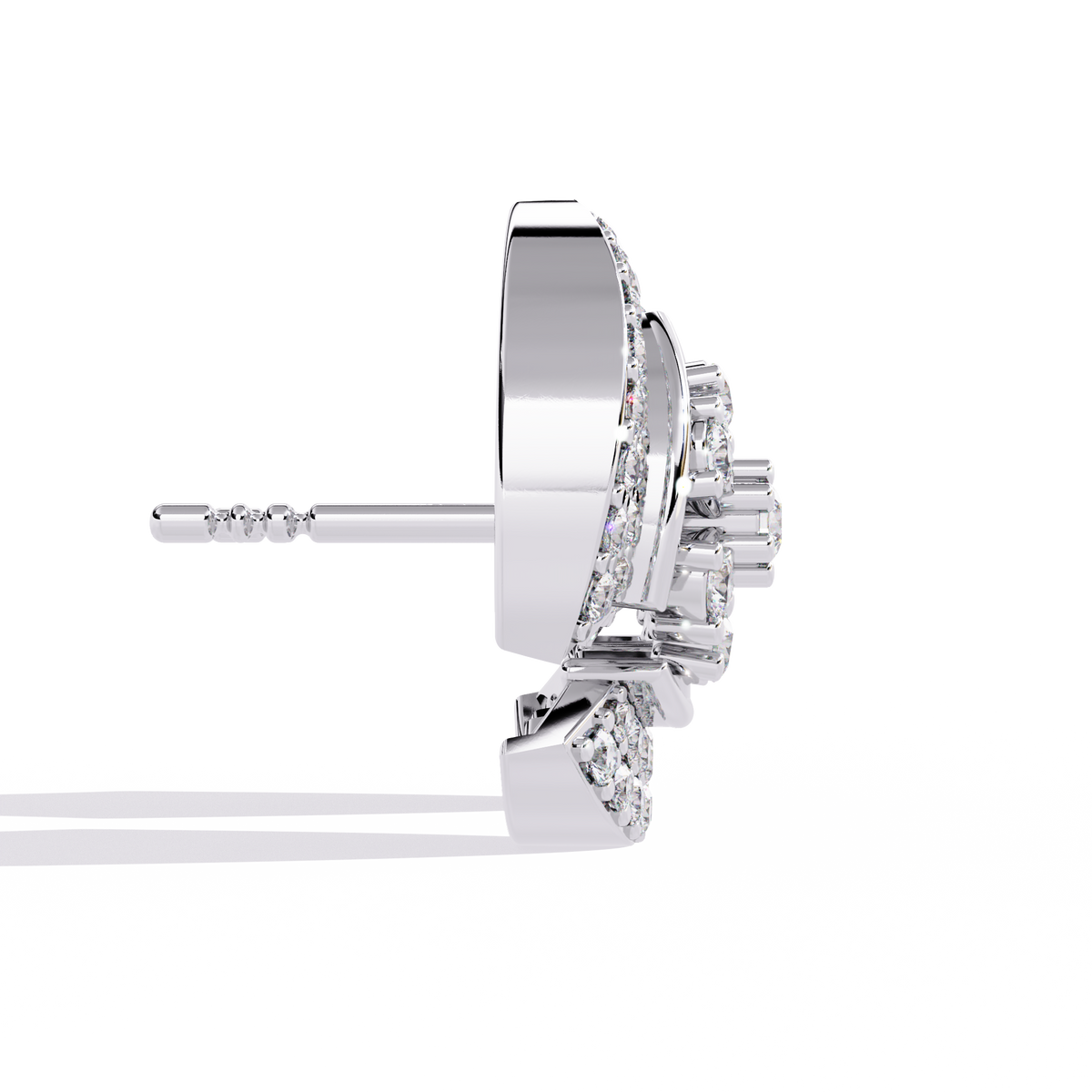 Reverra 14K Gold Round Lab Grown Diamond Snowflake Halo Stud Earrings For Women, CTTW-0.49