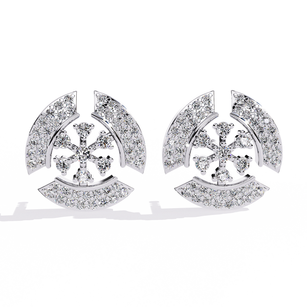 Reverra 14K Gold Round Lab Grown Diamond Snowflake Halo Stud Earrings For Women, CTTW-0.49