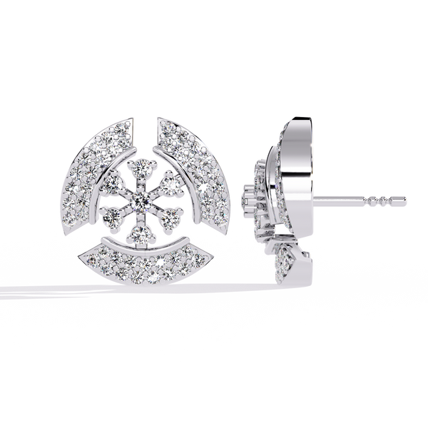 Reverra 14K Gold Round Lab Grown Diamond Snowflake Halo Stud Earrings For Women, CTTW-0.49