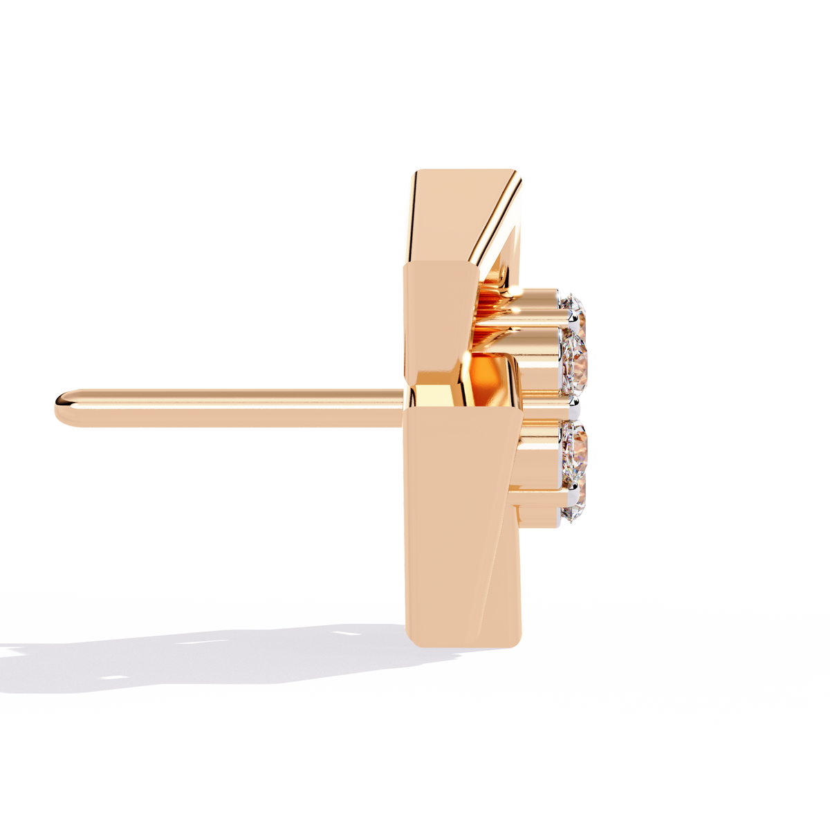 Reverra 14K Gold Round Lab Grown Diamond Geometric Floral Stud Earrings For Women, CTTW-0.21