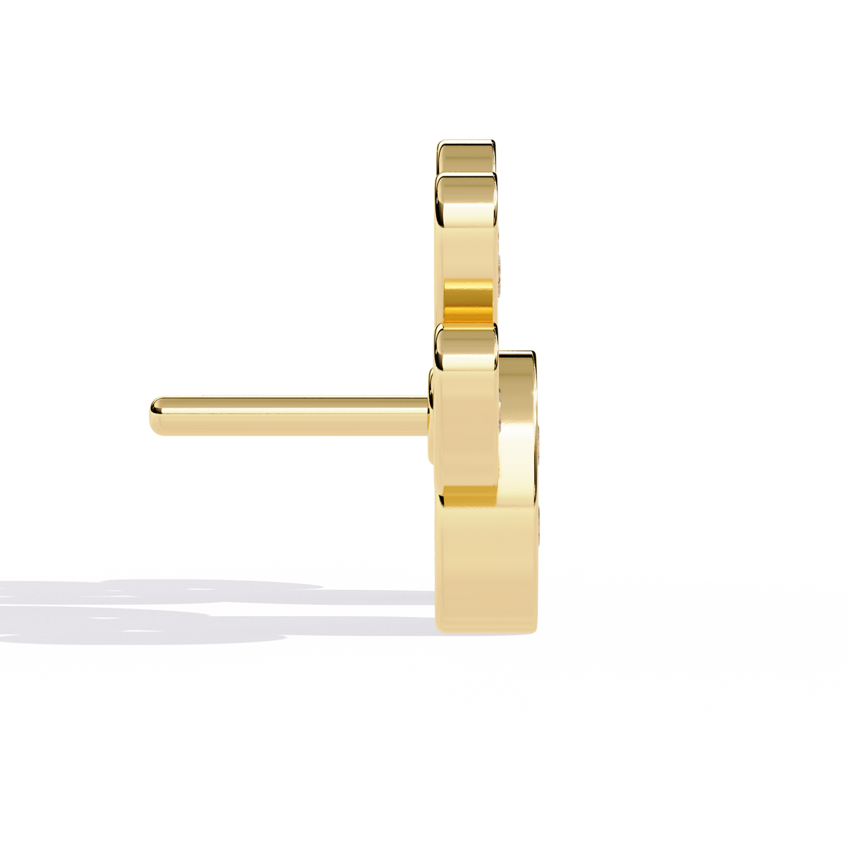 Reverra 14K Gold Round Lab Grown Diamond Paw Print Stud Earrings For Women, CTTW-0.18