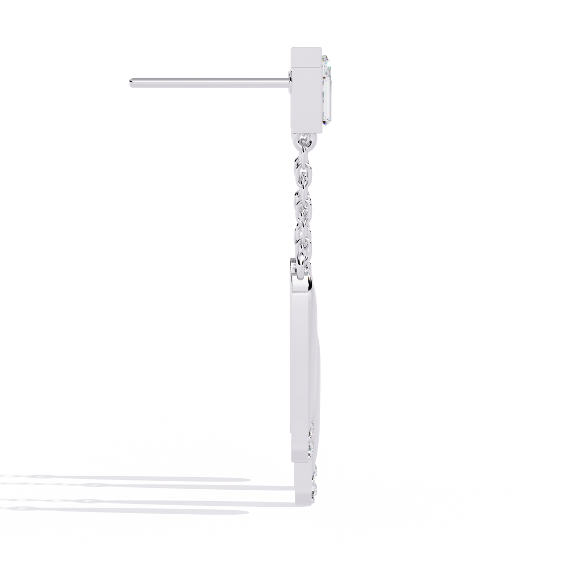 Reverra 14K Gold Princess Lab Grown Diamond Chain Drop Geometric Push Back Earrings For Women, CTTW-0.66