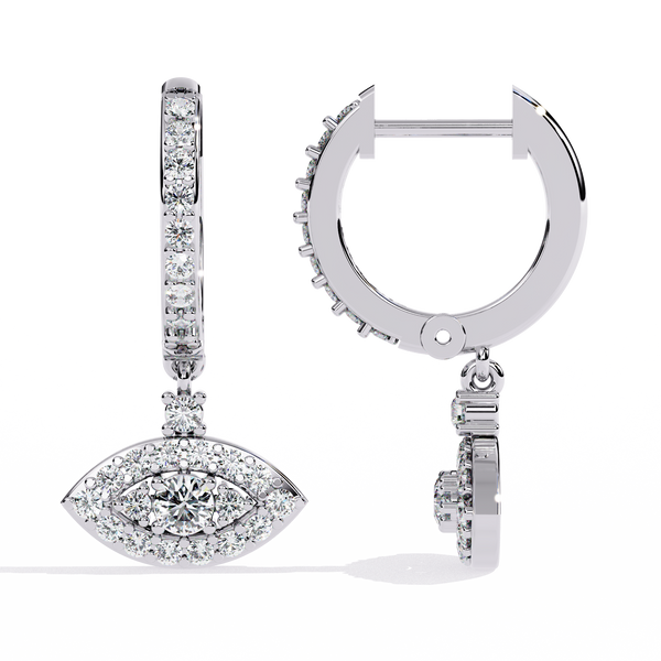 Reverra 14K Gold Round Lab Grown Diamond Guardian Eye Drop Earrings For Women, CTTW-0.48