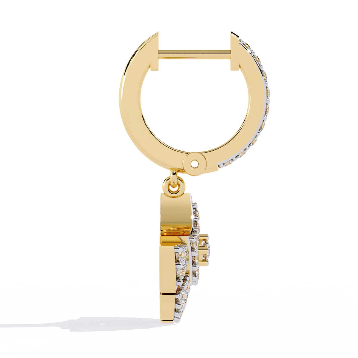 Reverra 14K Gold Round Lab Grown Diamond Fan Motif Drop Earrings For Women, CTTW-0.48