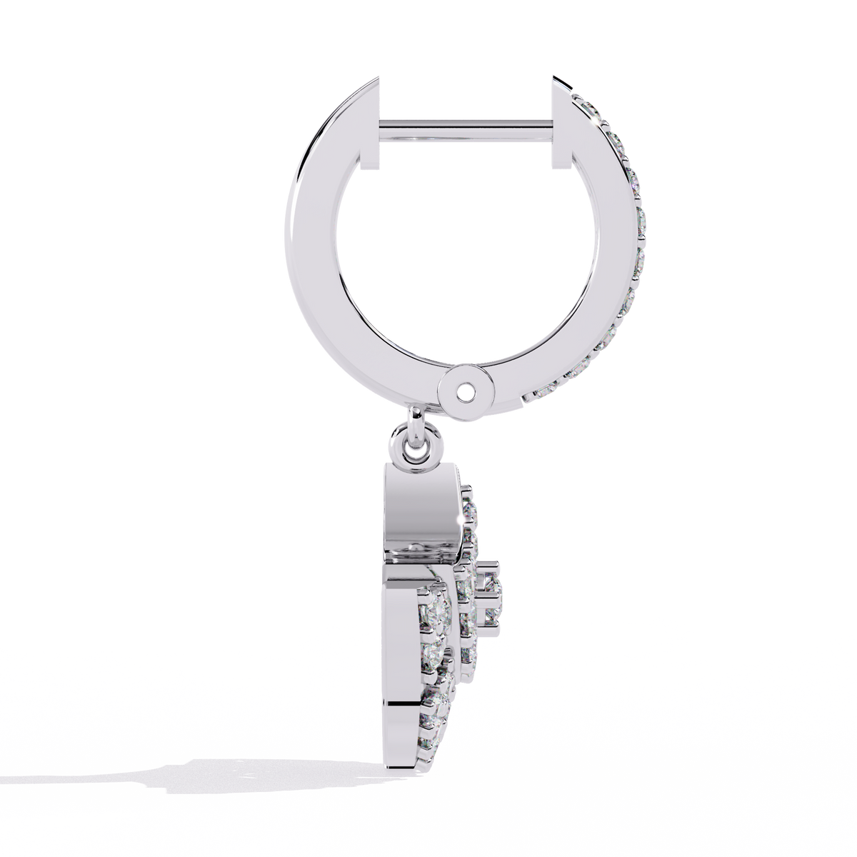 Reverra 14K Gold Round Lab Grown Diamond Fan Motif Drop Earrings For Women, CTTW-0.48