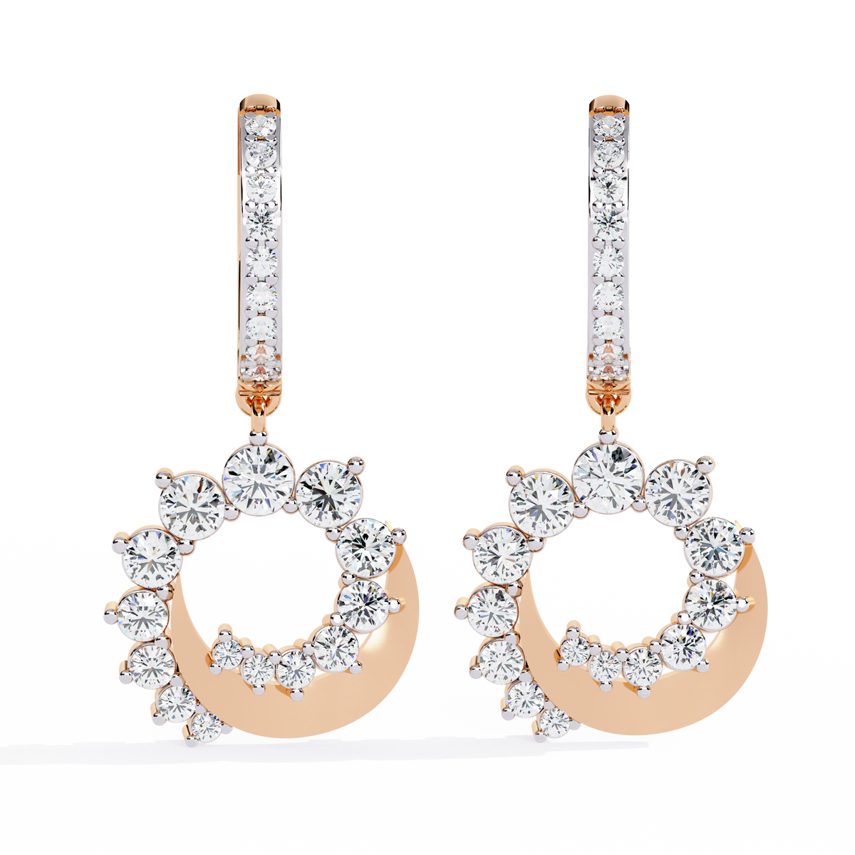 Reverra 14K Gold Round Lab Grown Diamond Circle Drop Earrings For Women, CTTW-1