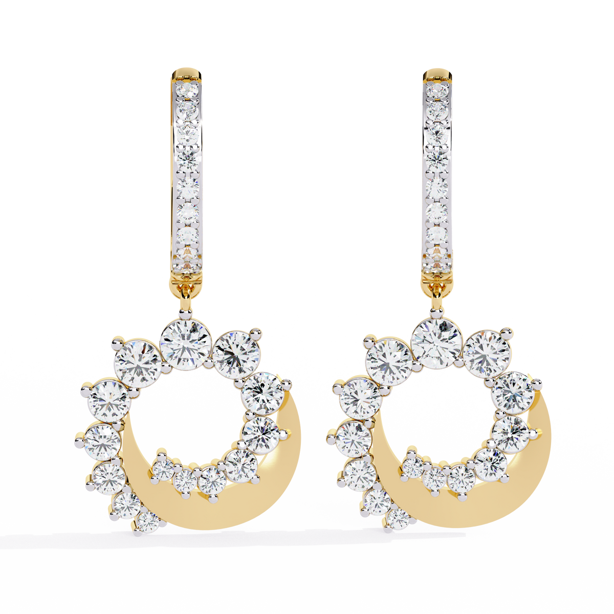 Reverra 14K Gold Round Lab Grown Diamond Circle Drop Earrings For Women, CTTW-1