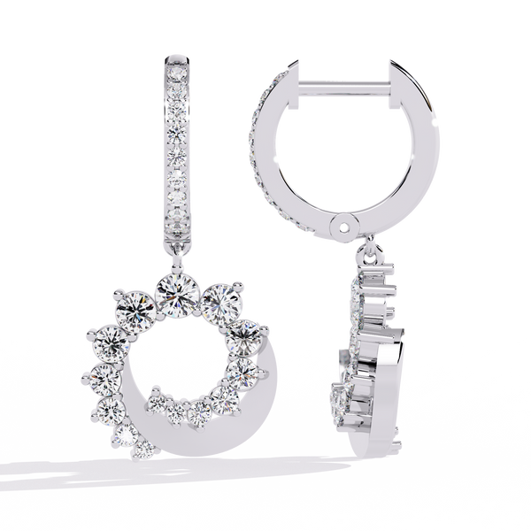 Reverra 14K Gold Round Lab Grown Diamond Circle Drop Earrings For Women, CTTW-1