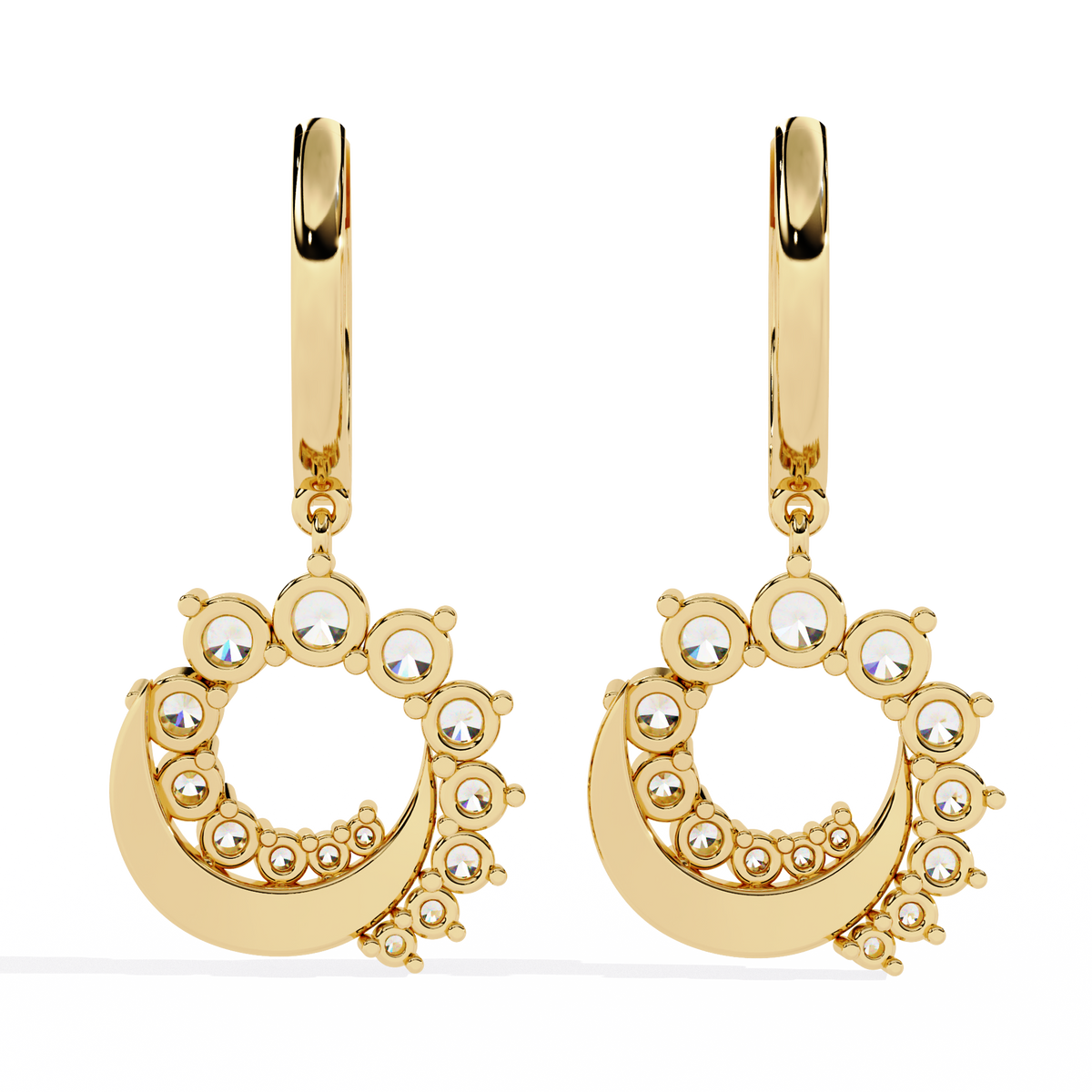 Reverra 14K Gold Round Lab Grown Diamond Circle Drop Earrings For Women, CTTW-1