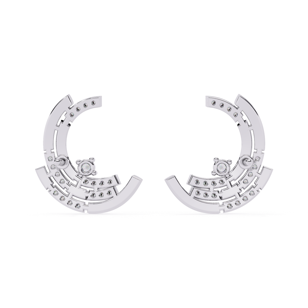 Reverra 14K Gold Round Lab Grown Diamond Crescent Arc Stud Earrings For Women, CTTW-0.21