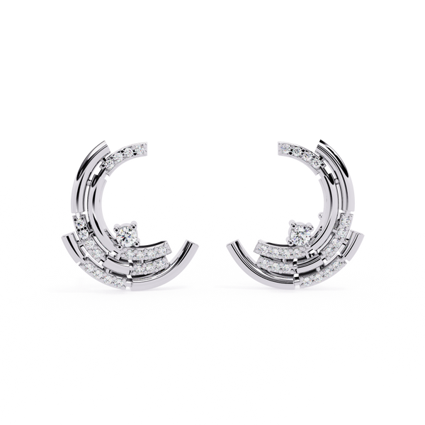 Reverra 14K Gold Round Lab Grown Diamond Crescent Arc Stud Earrings For Women, CTTW-0.21