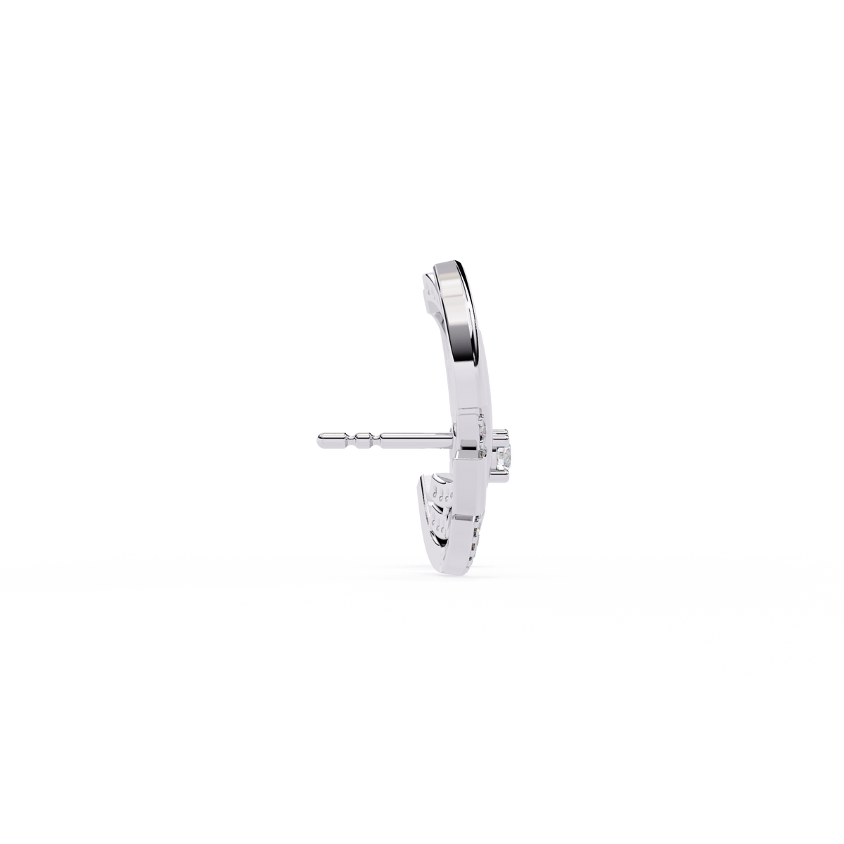 Reverra 14K Gold Round Lab Grown Diamond Crescent Arc Stud Earrings For Women, CTTW-0.21