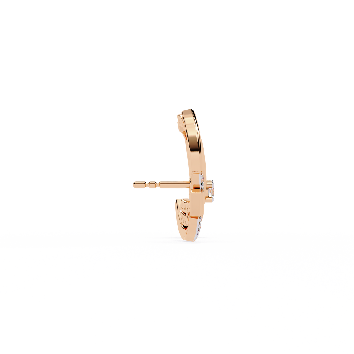 Reverra 14K Gold Round Lab Grown Diamond Crescent Arc Stud Earrings For Women, CTTW-0.21